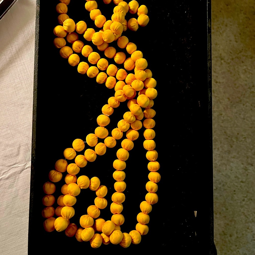 Roberta Roller Rabbit marigold silk necklace. Very long. Meant to be doubled.